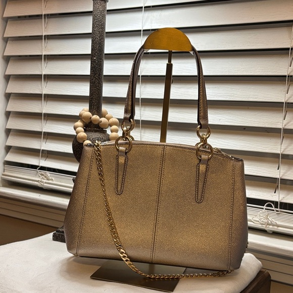 Coach Metallic Platinum Gold Leather Mini Christie Carryall - Picture 2 of 9